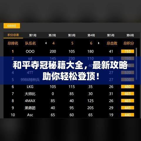 和平奪冠秘籍大全，最新攻略助你輕松登頂！