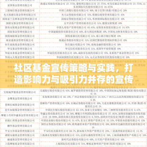 社區(qū)基金宣傳策略與實踐，打造影響力與吸引力并存的宣傳標題