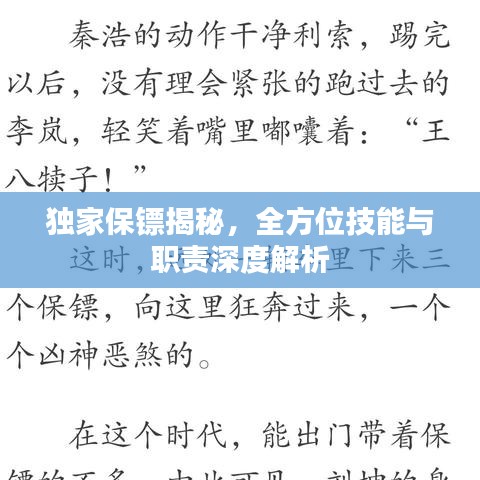 獨家保鏢揭秘，全方位技能與職責(zé)深度解析
