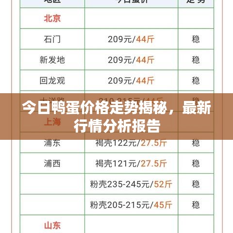 今日鴨蛋價(jià)格走勢(shì)揭秘，最新行情分析報(bào)告